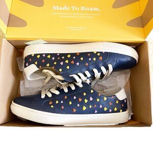 Soludos Queen Of Hearts Genuine Leather Embroidered Ibiza Sneakers, Blue Size 10